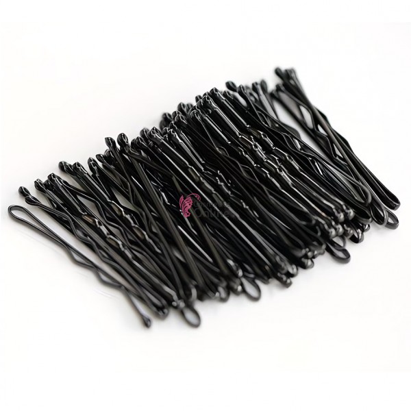 Agrafe pentru par AMT025CC Negre, 100 bucati Aleksandra de 4 cm